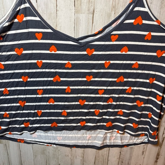 Sunday Sleep Tank From Old Navy Blue Stripe With Orange Hearts 4X - Picture 16 of 16